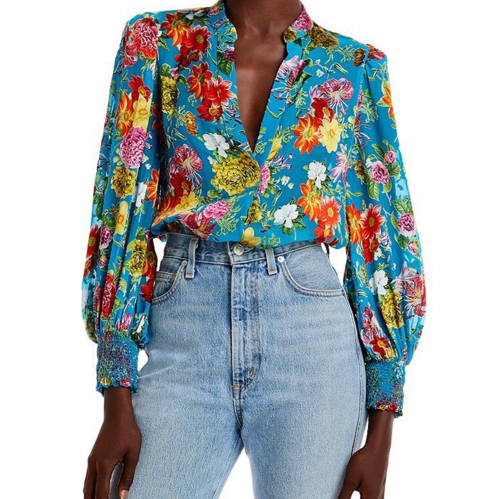 Alice & Olivia Sheila Blouson Sleeve Top